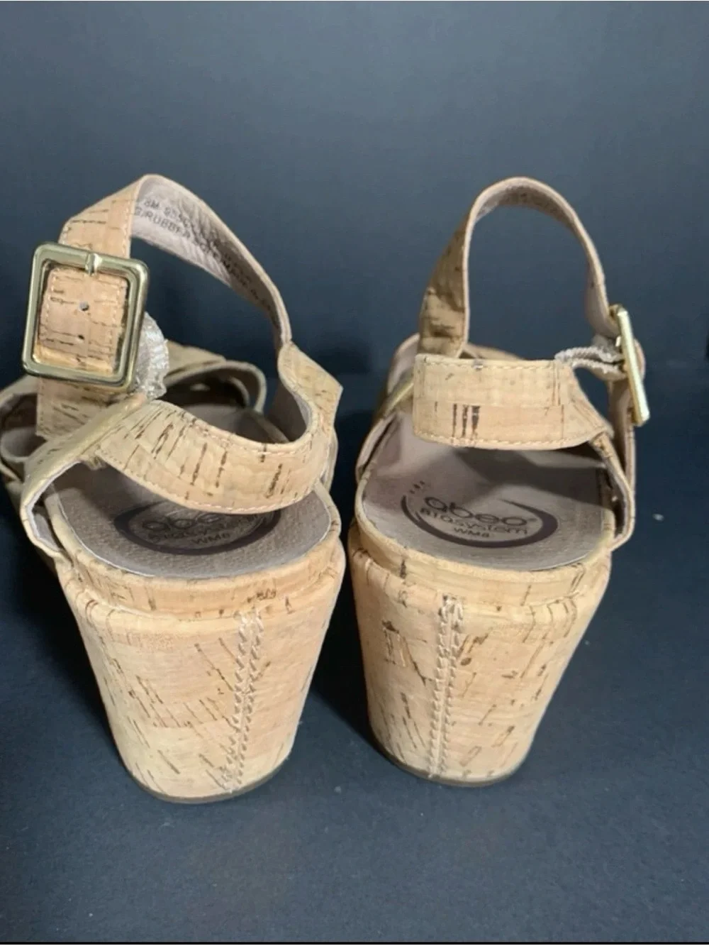 Obeo women's 8 cork platform wedge buckle sandal heels 477